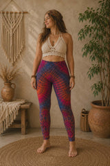 Tie Dye Leggings - Grey/Blue with Pink & Orange