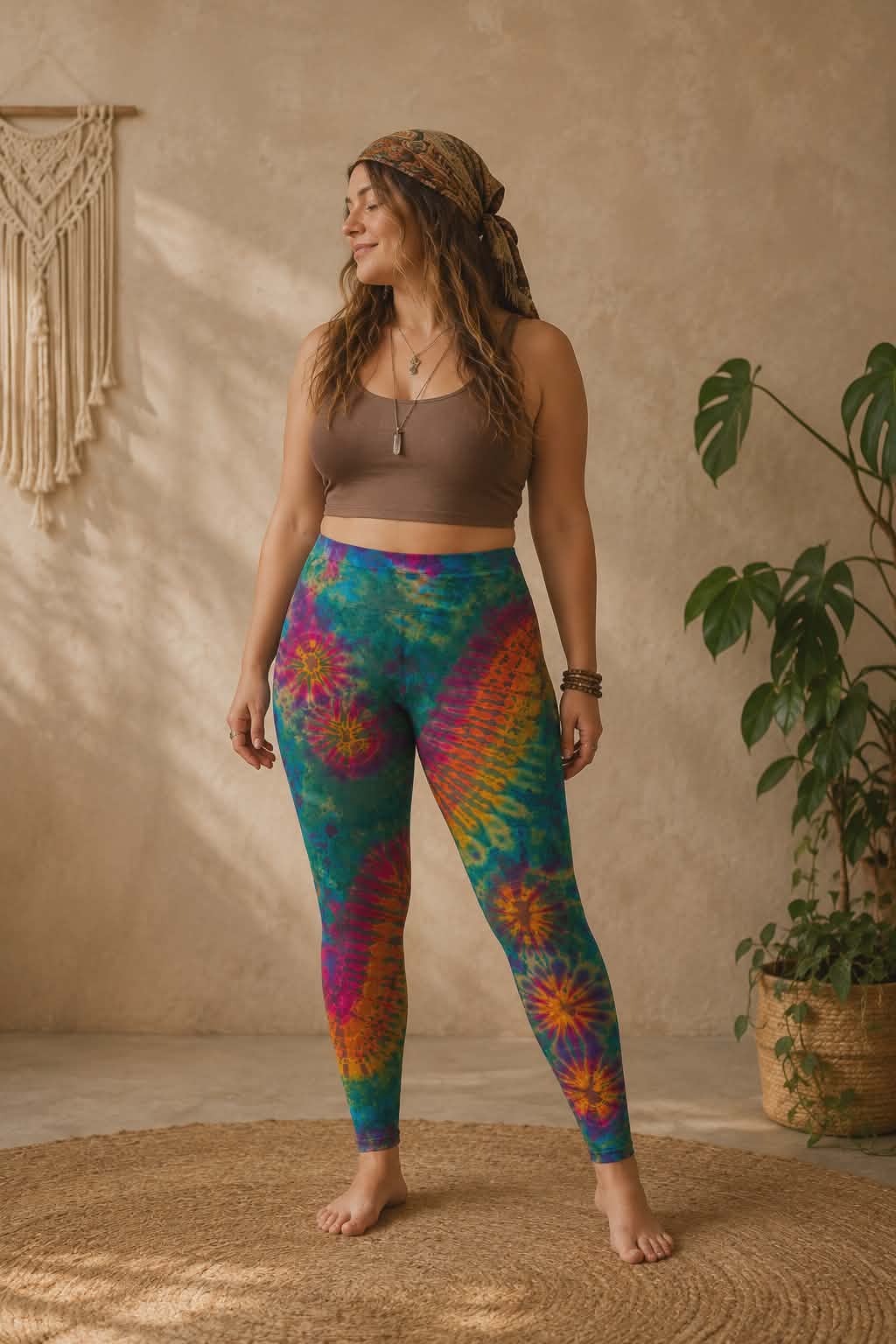 Tie Dye Leggings - Green, Pink, Orange & Yellow