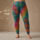 Tie Dye Leggings - Green, Pink, Orange & Yellow