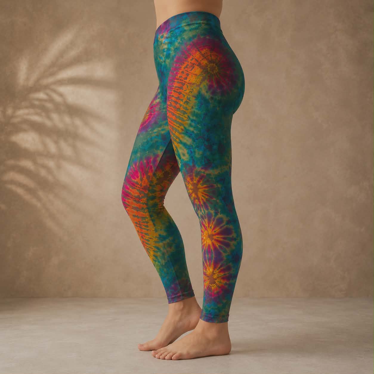 Tie Dye Leggings - Green, Pink, Orange & Yellow