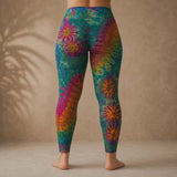 Tie Dye Leggings - Green, Pink, Orange & Yellow
