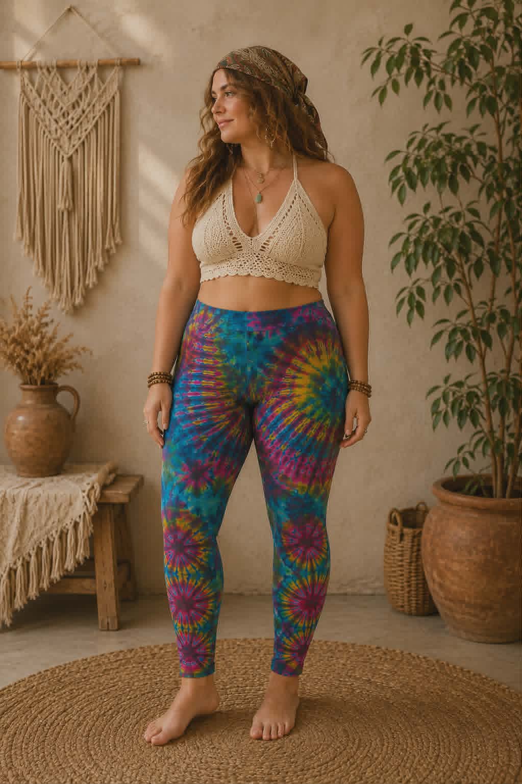 Tie Dye Leggings - Turquoise, Pink, Yellow & Green