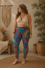Tie Dye Leggings - Turquoise, Pink, Yellow & Green