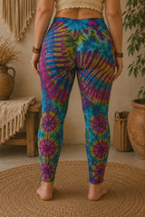 Tie Dye Leggings - Turquoise, Pink, Yellow & Green