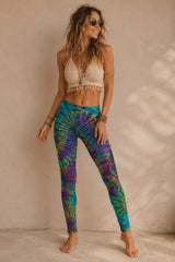Tie Dye Leggings - Turquoise, Pink, Green & Yellow