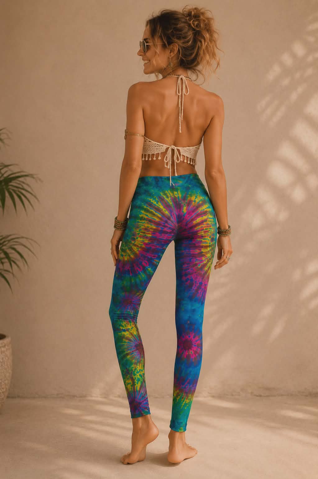 Tie Dye Leggings - Turquoise, Pink, Green & Yellow