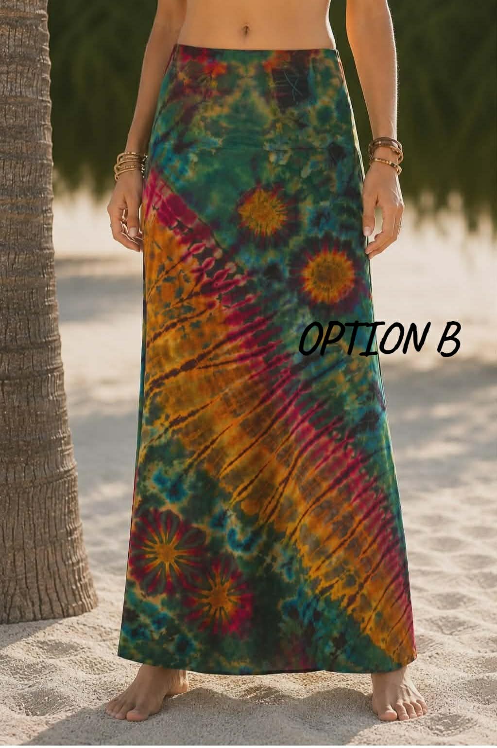 Tie Dye Maxi Skirt | Unique Boho Festival Skirt with Stretchy Waist