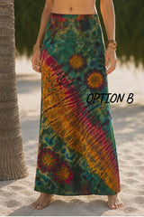 Tie Dye Maxi Skirt | Unique Boho Festival Skirt with Stretchy Waist