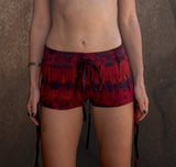 Red & Blue Tie Dye Hot Pants | Boho Festival Summer Shorts