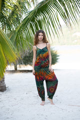 Tie Dye Cami Top – Sea Green / Teal Grey with Pink & Orange
