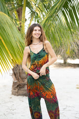 Tie Dye Cami Top – Sea Green / Teal Grey with Pink & Orange