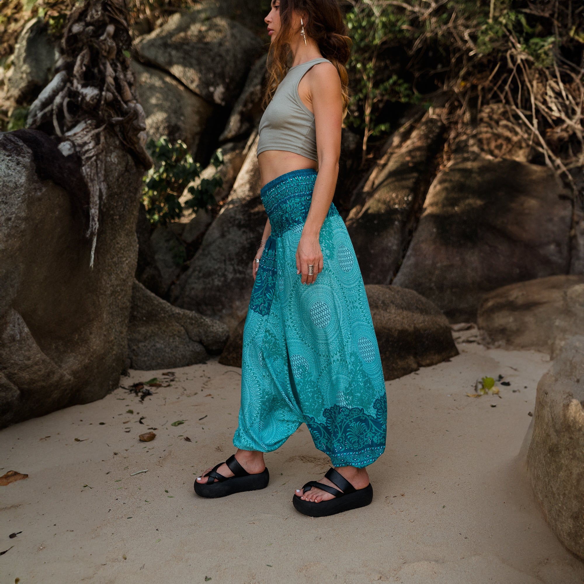 Harem Pants - Cute Mandala - Turquoise