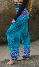 High Crotch Harem Pants - Peacock Feather Mandala - Various Colours
