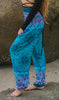 High Crotch Harem Pants - Peacock Feather Mandala - Turquoise
