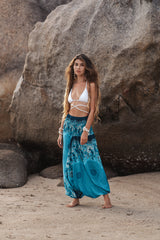 Harem Pants - Mandala Print - Blue