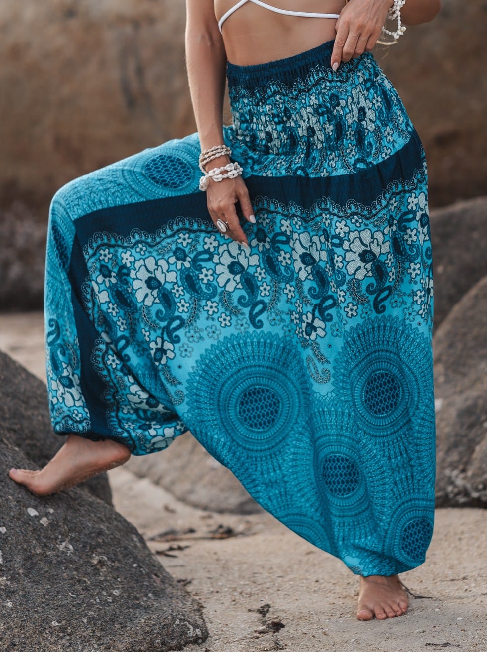 Harem Pants - Mandala Print - Turquoise