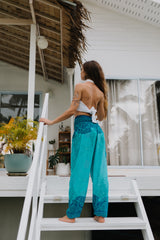 High Crotch Harem Pants - Cute Mandala - Turquoise