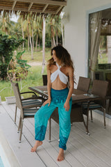 High Crotch Harem Pants - Cute Mandala - Turquoise