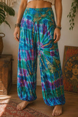 Tie Dye Baggy Trousers - Turquoise & Pink