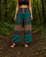 Warm Blanket Trousers - Love Hearts - Turquoise/Beige