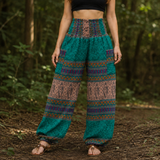 Warm Blanket Trousers - Love Hearts - Turquoise/Beige