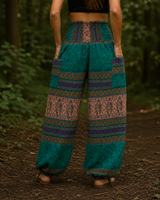 Warm Blanket Trousers - Love Hearts - Turquoise/Beige