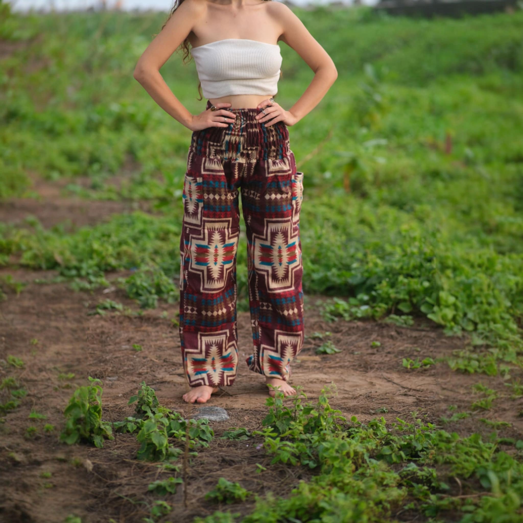 Warm Blanket Trousers - Aztec - Maroon