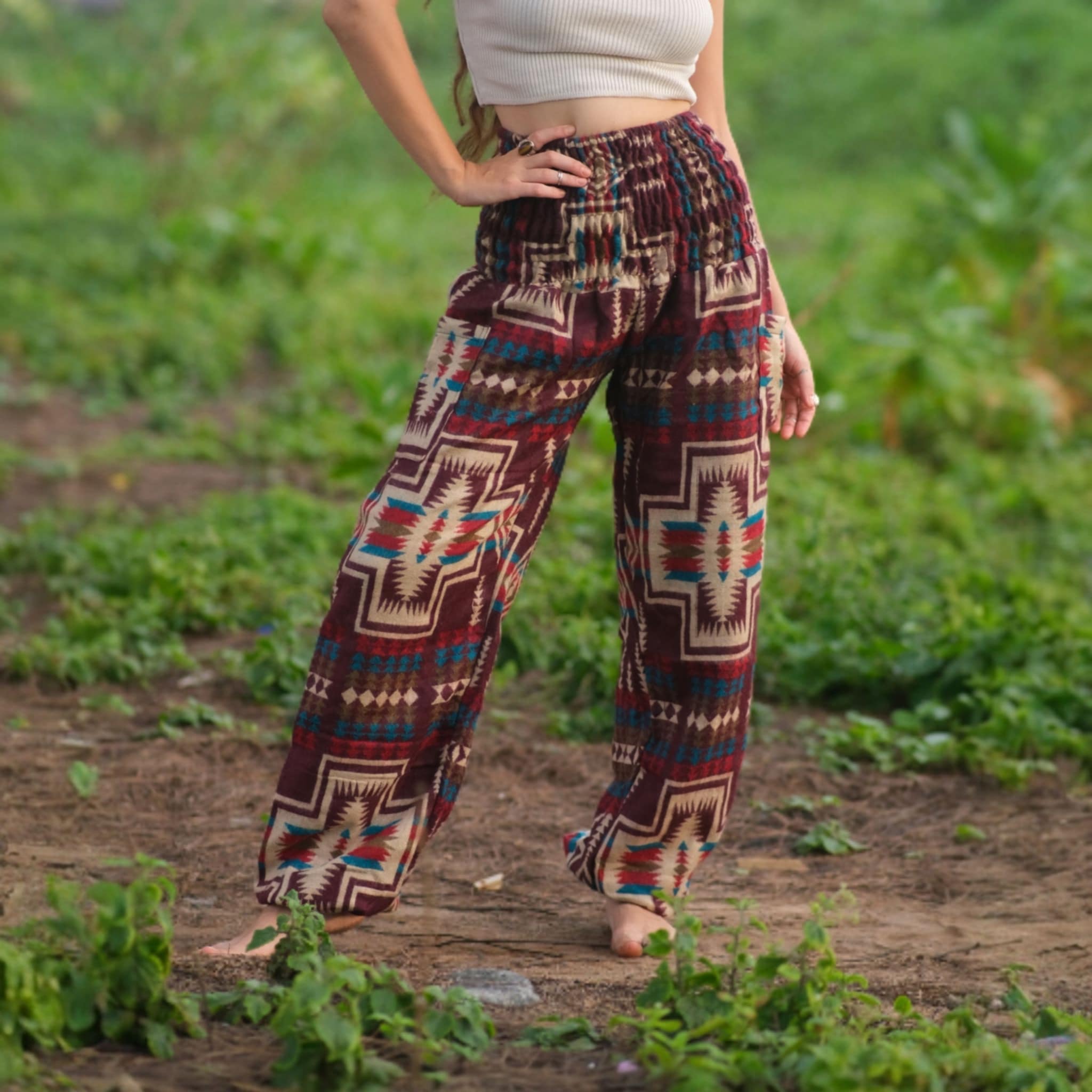 Warm Blanket Trousers - Aztec - Maroon