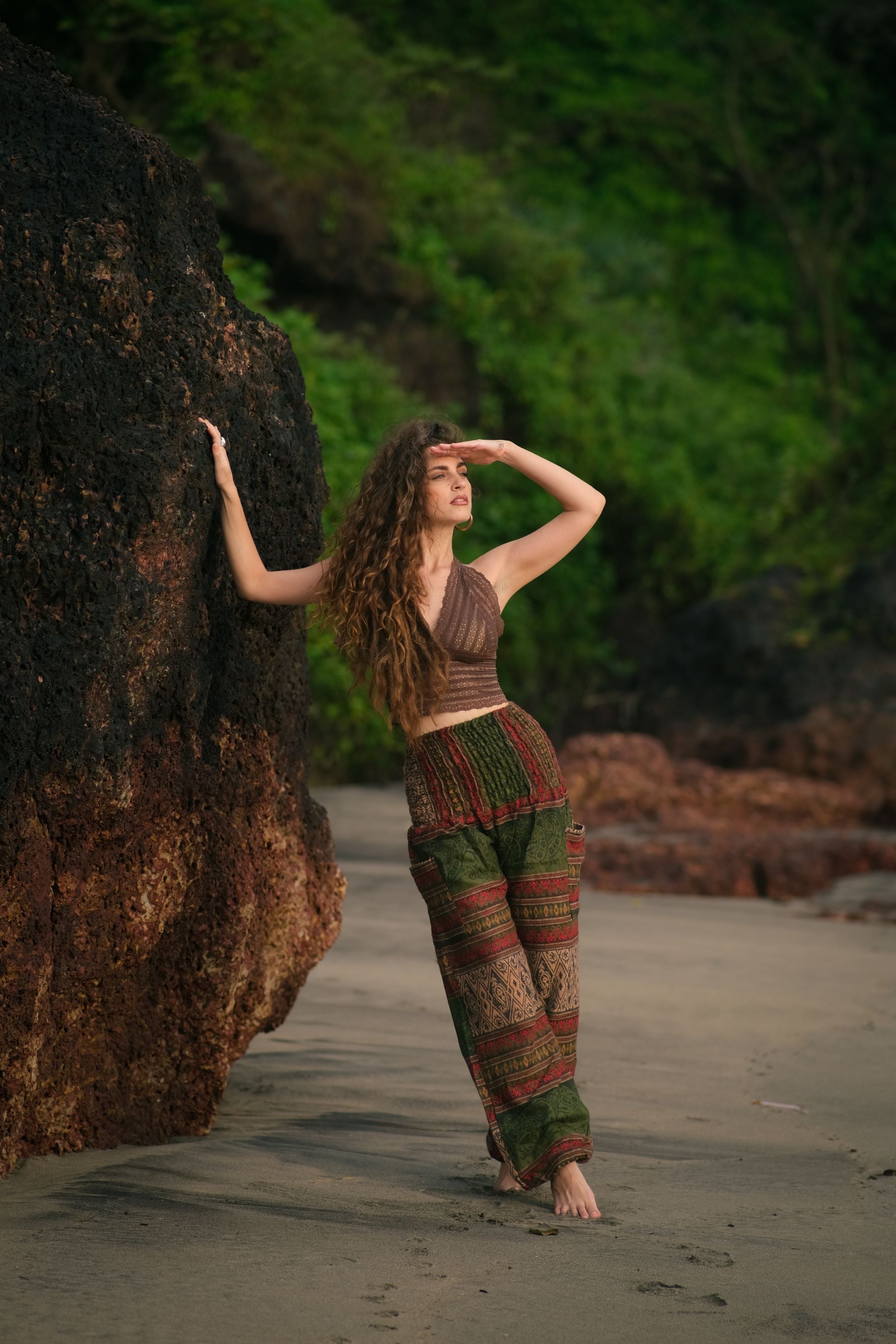 Warm Blanket Trousers - Love Hearts - Green