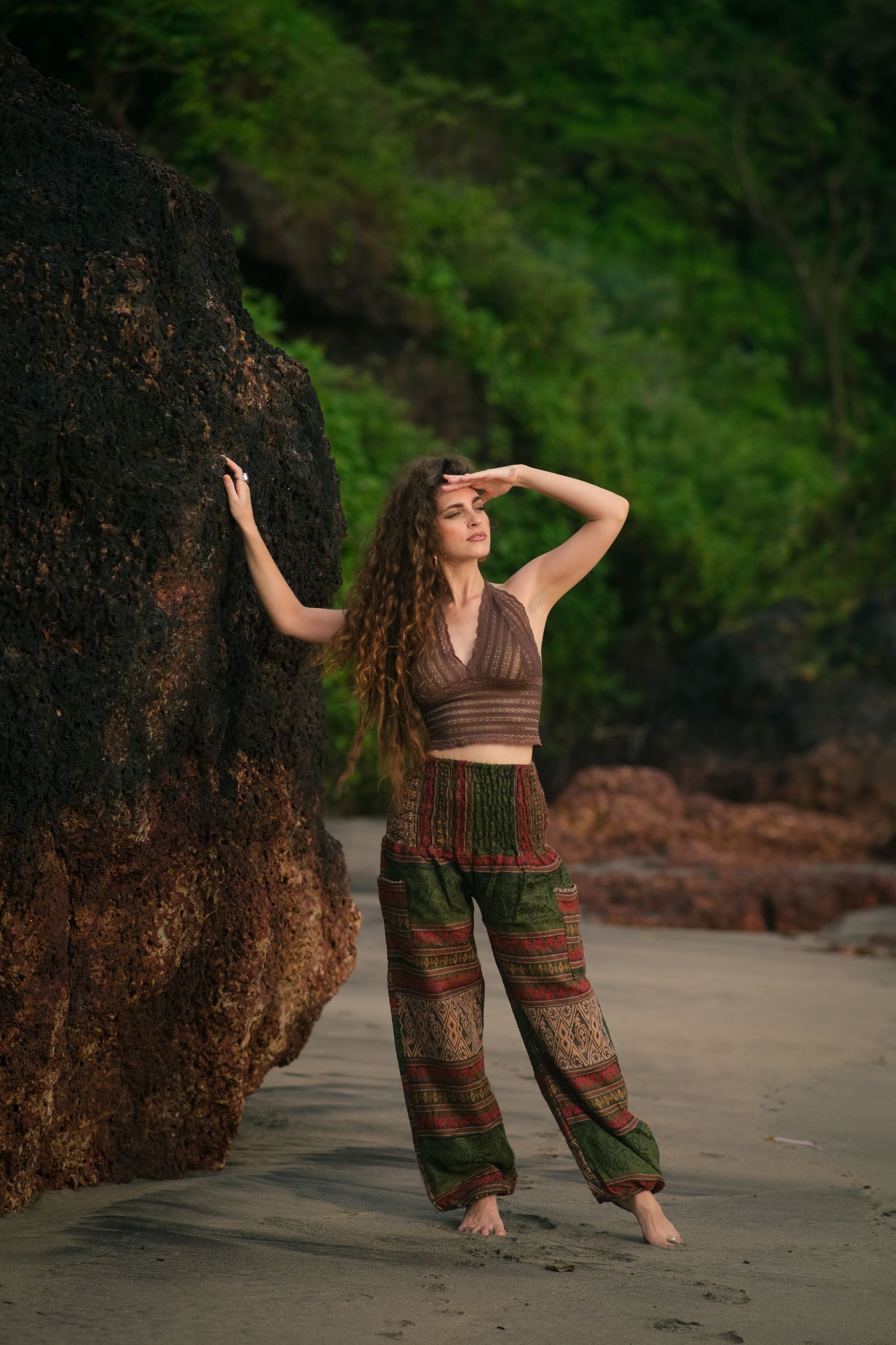 Warm Blanket Trousers - Love Hearts - Green