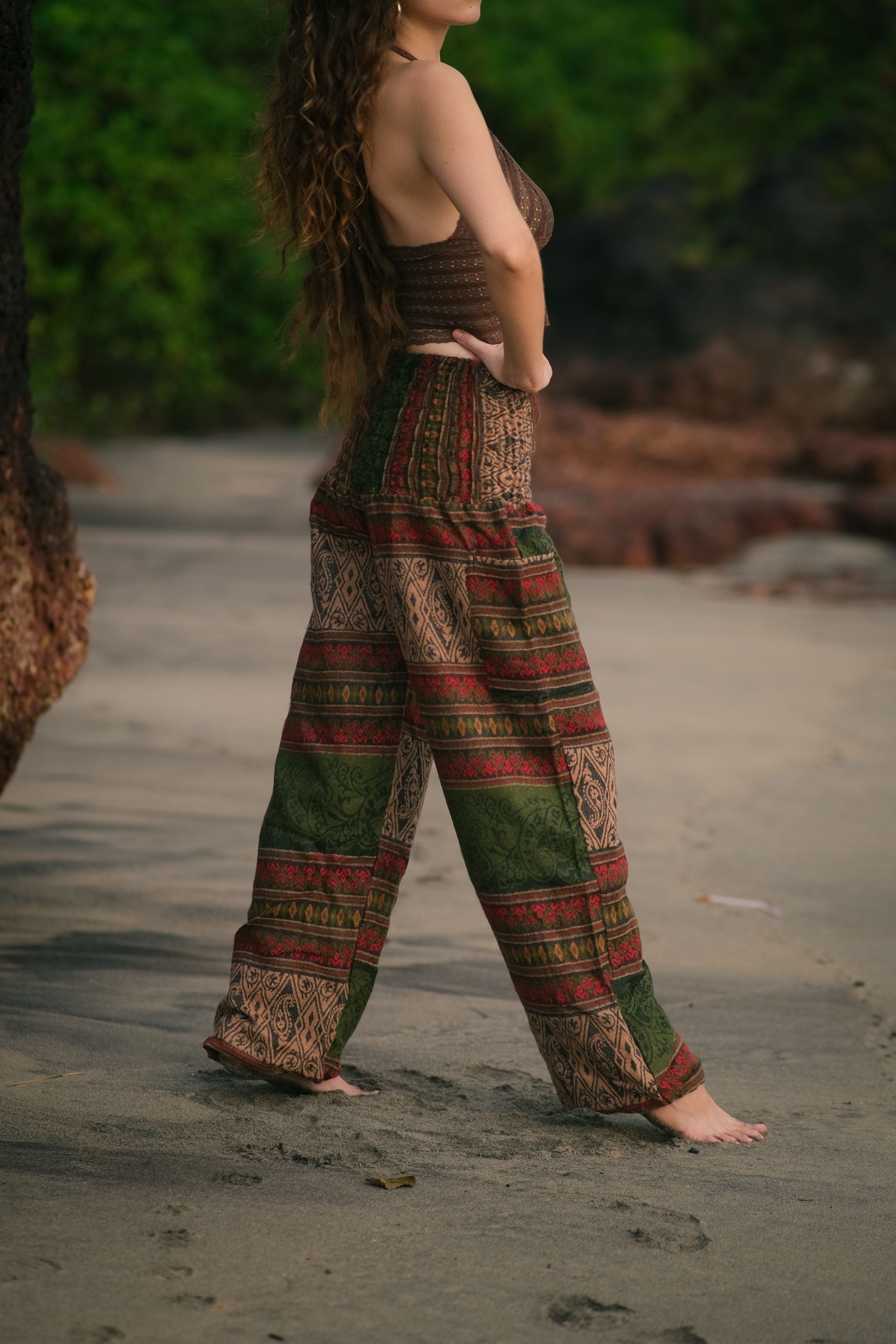 Warm Blanket Trousers - Love Hearts - Green