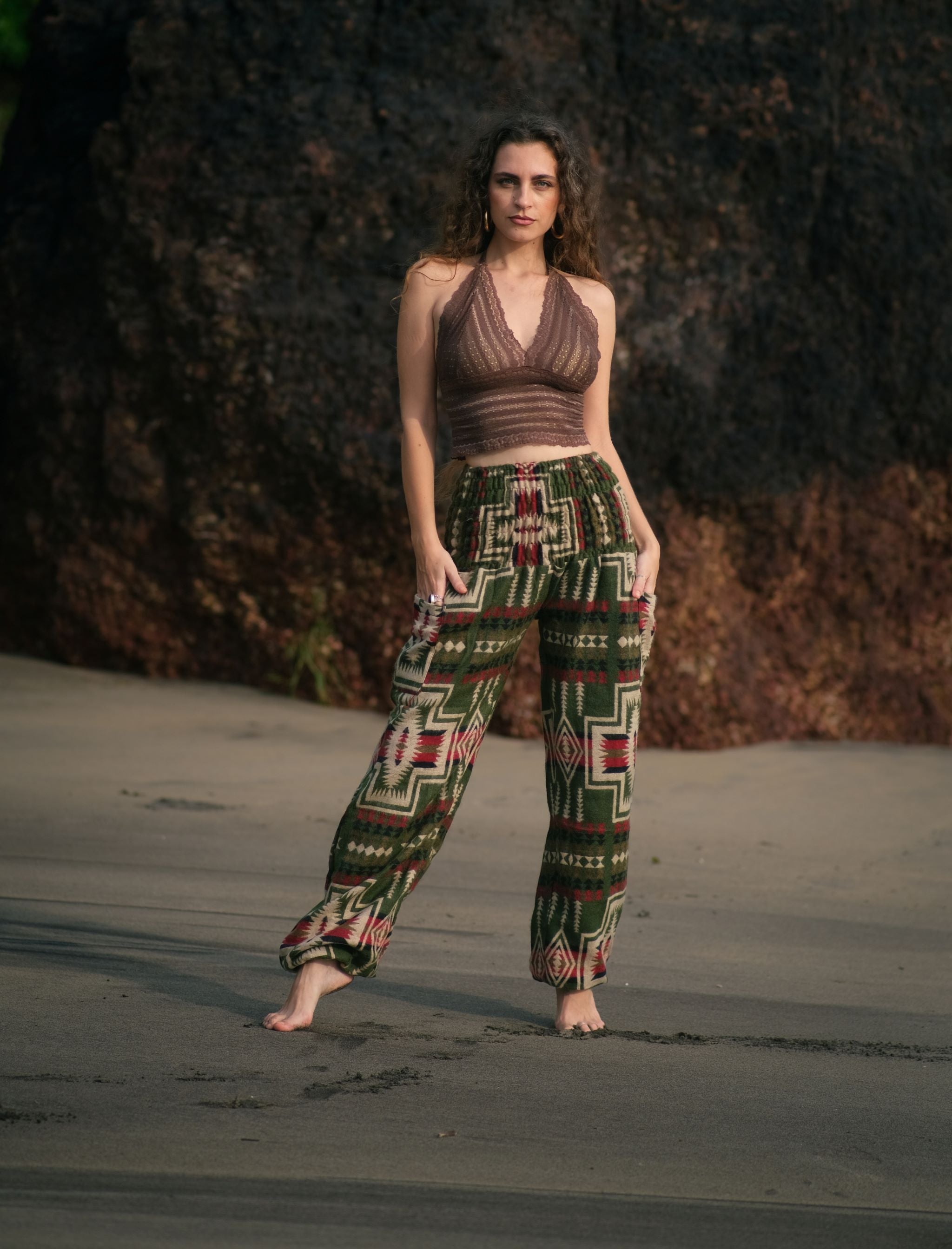 Warm Blanket Trousers - Aztec - Green