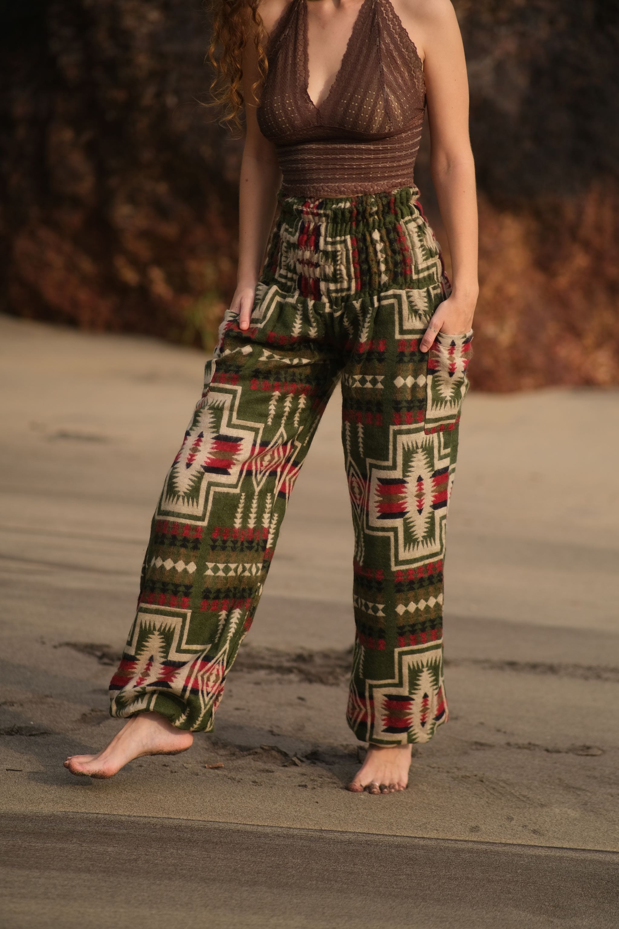 Warm Blanket Trousers - Aztec - Green