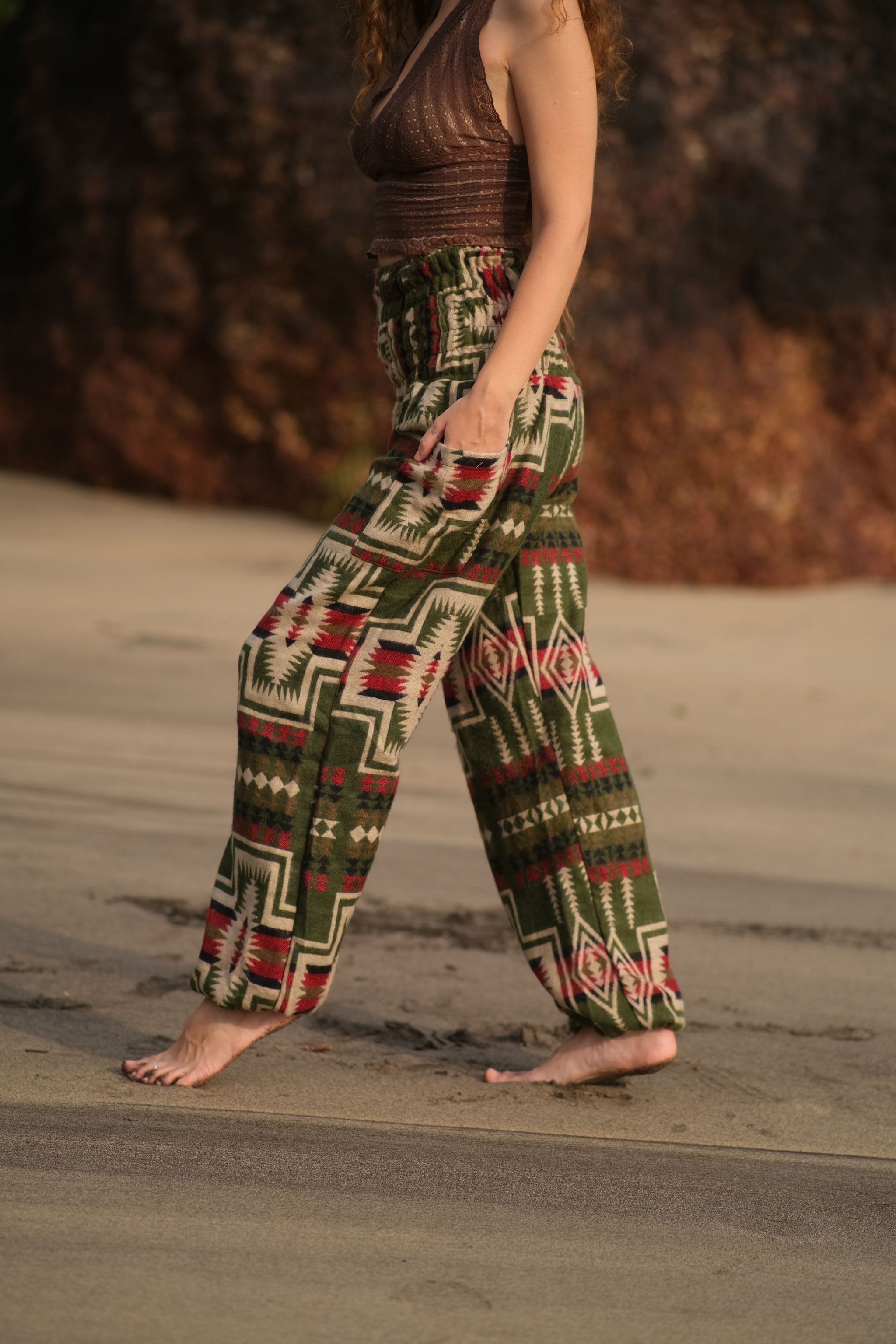 Warm Blanket Trousers - Aztec - Green