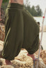 Fleece Lined Harem Pants - Plain - Green