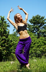 Warm High Crotch Harem Pants - Cashmilon - Purple