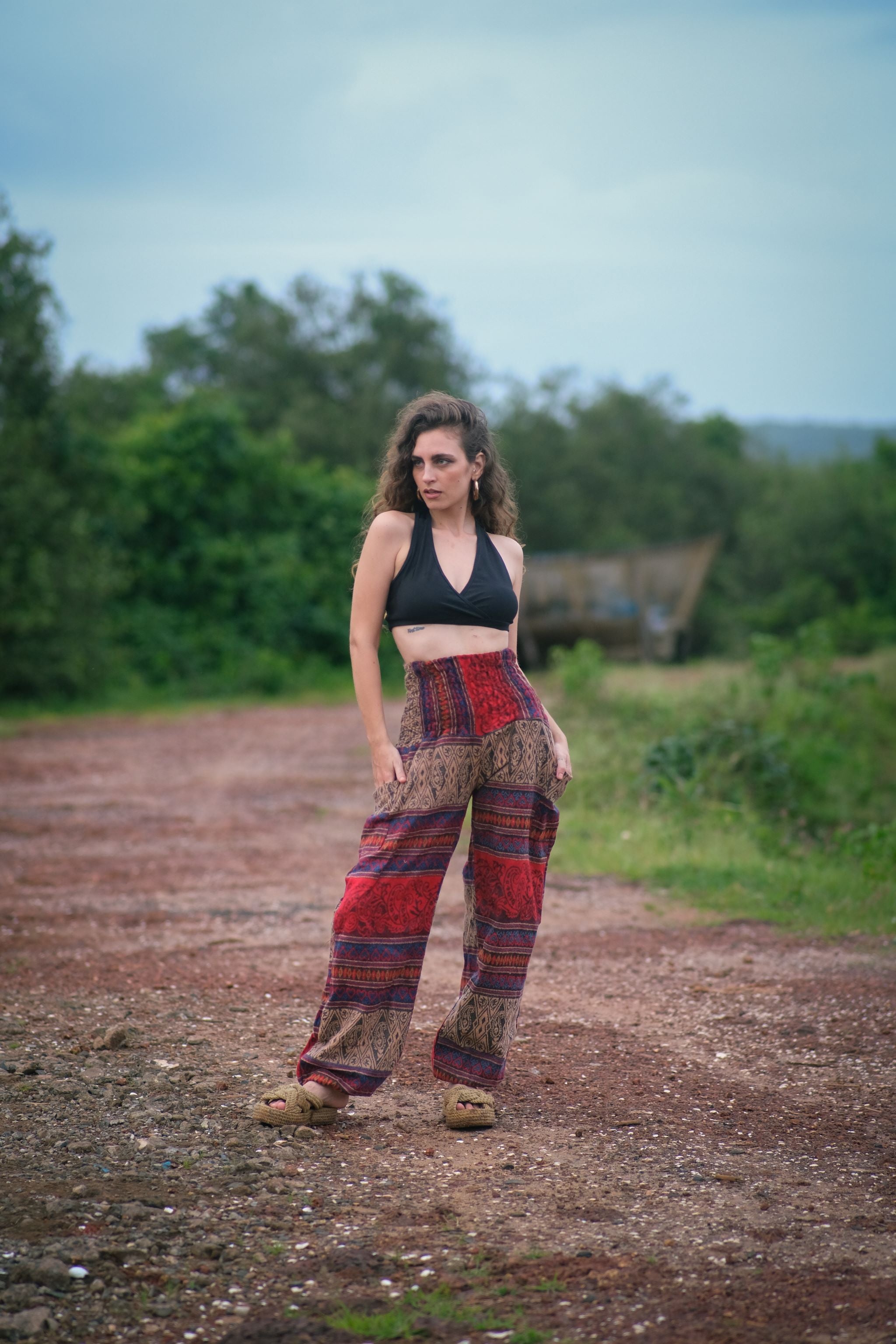 Warm Blanket Trousers - Love Hearts - Red/Beige