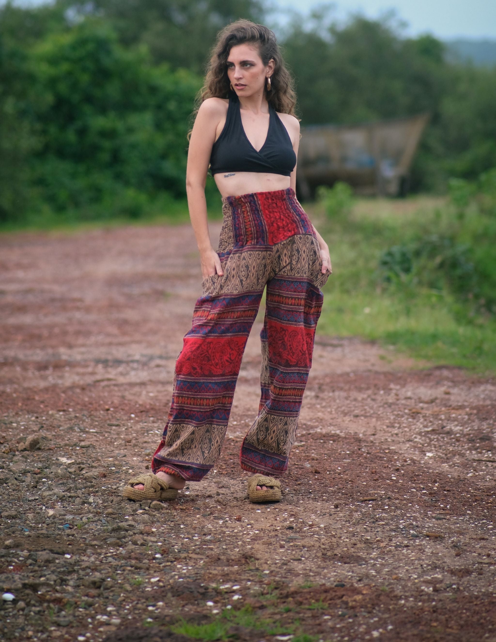 Warm Blanket Trousers - Love Hearts - Red/Beige