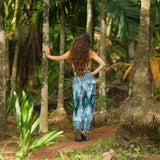 White Peacock Feather High Cut Harem Pants – Turquoise