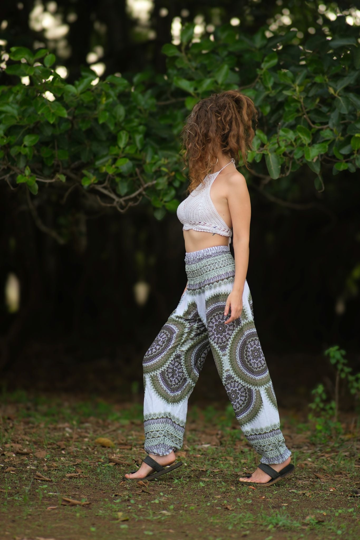 High Cut Harem Pants - White Mandala - Various Colours