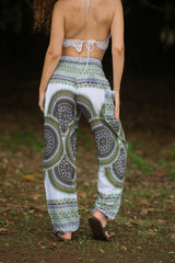 High Cut Harem Pants - White Mandala - Various Colours