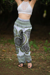 High Cut Harem Pants - White Mandala - Various Colours