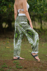 High Cut Harem Pants - White Peacock Feather – Various Colours