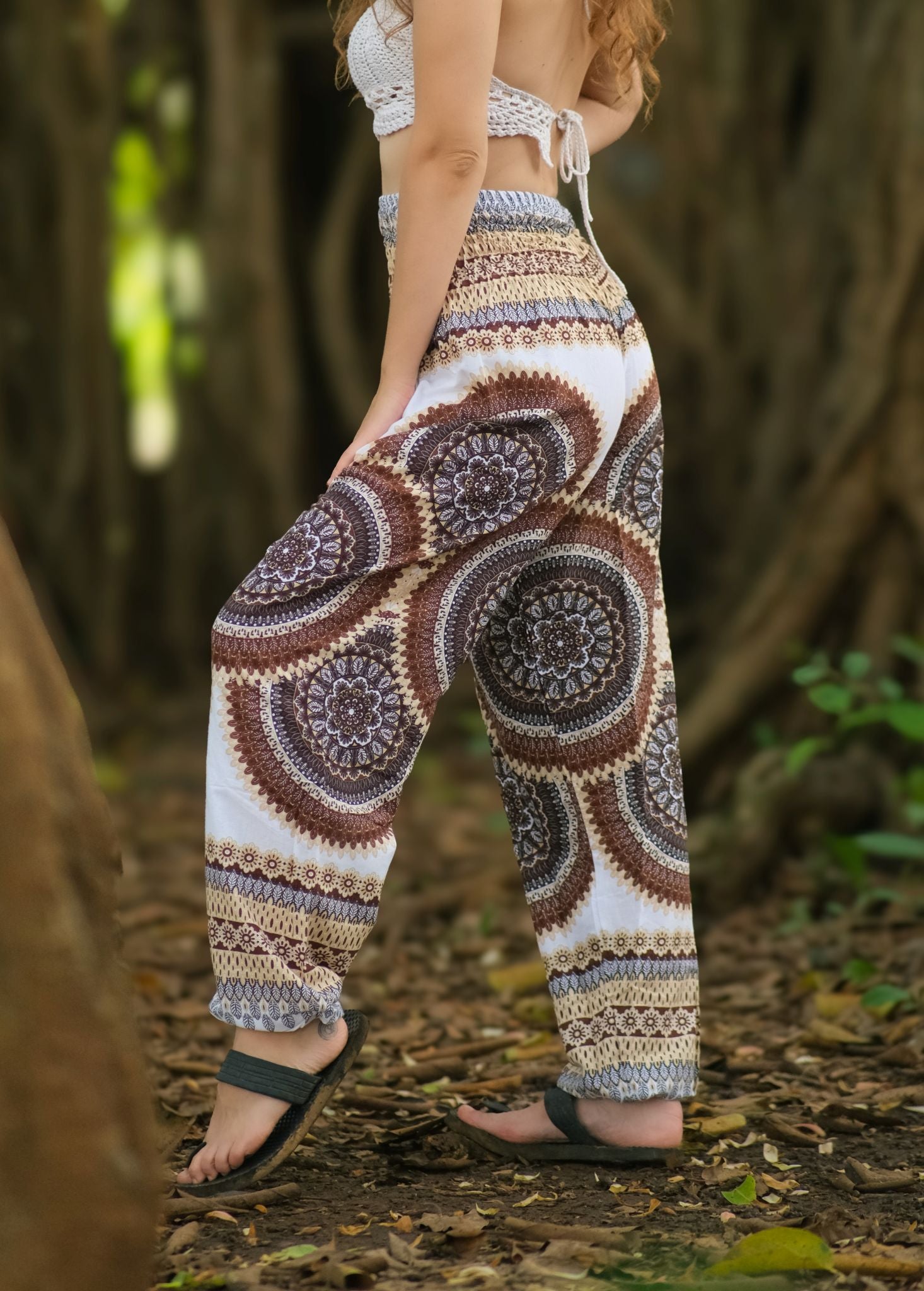 High Cut Harem Pants - White Mandala - Various Colours
