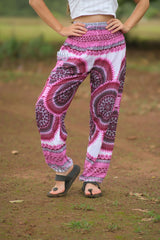 High Cut Harem Pants - White Mandala - Various Colours