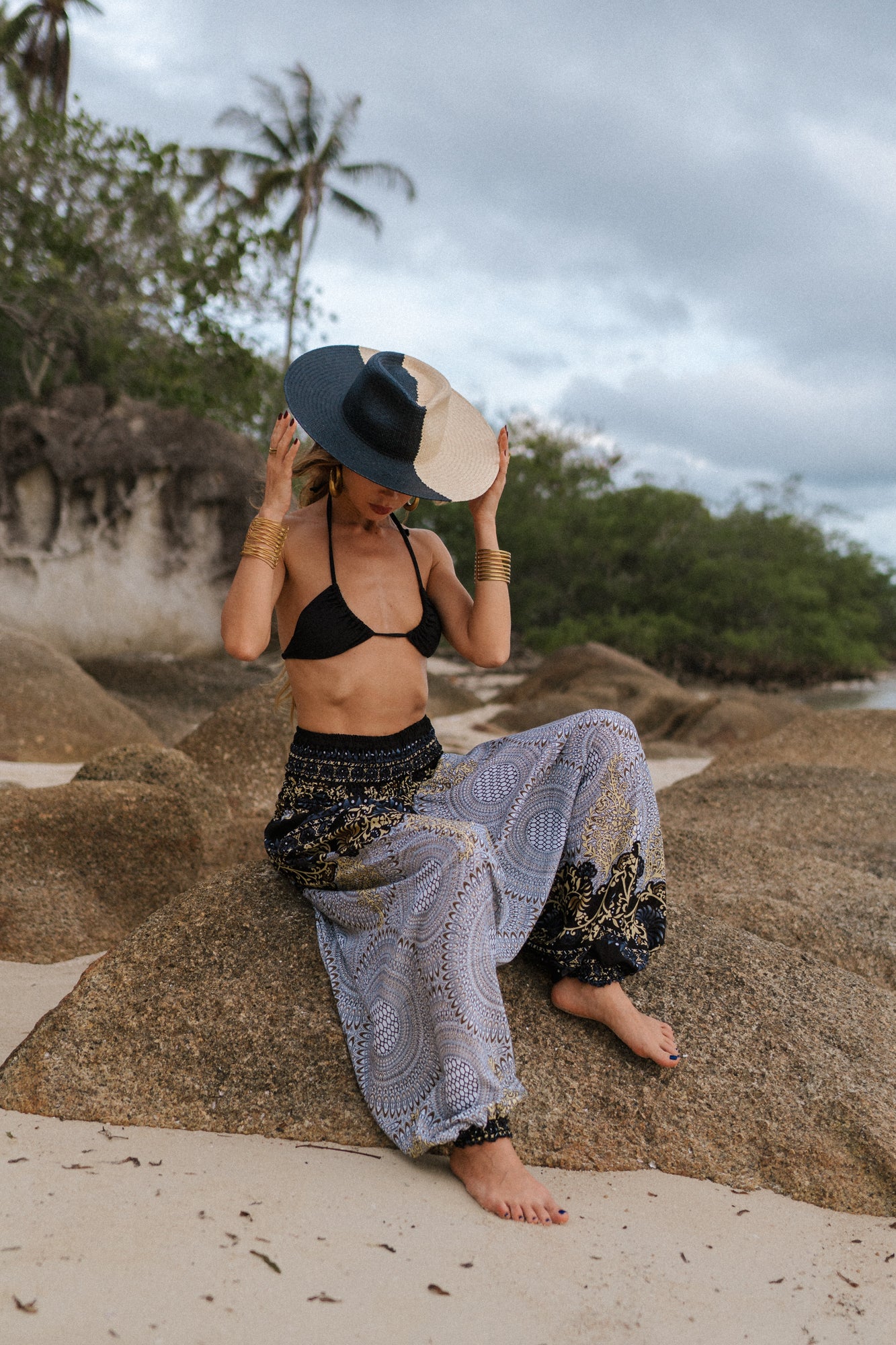 Harem Pants - Paisley Mandala - White