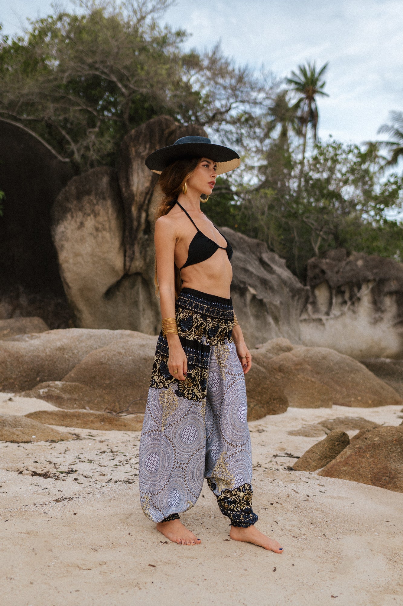 Harem Pants - Paisley Mandala - White