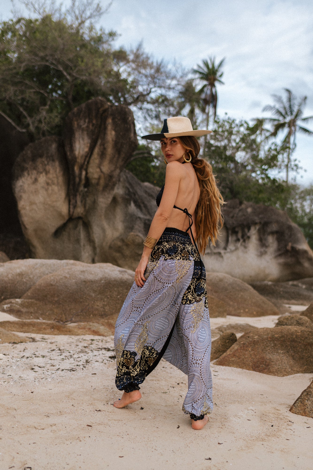 Harem Pants - Paisley Mandala - White