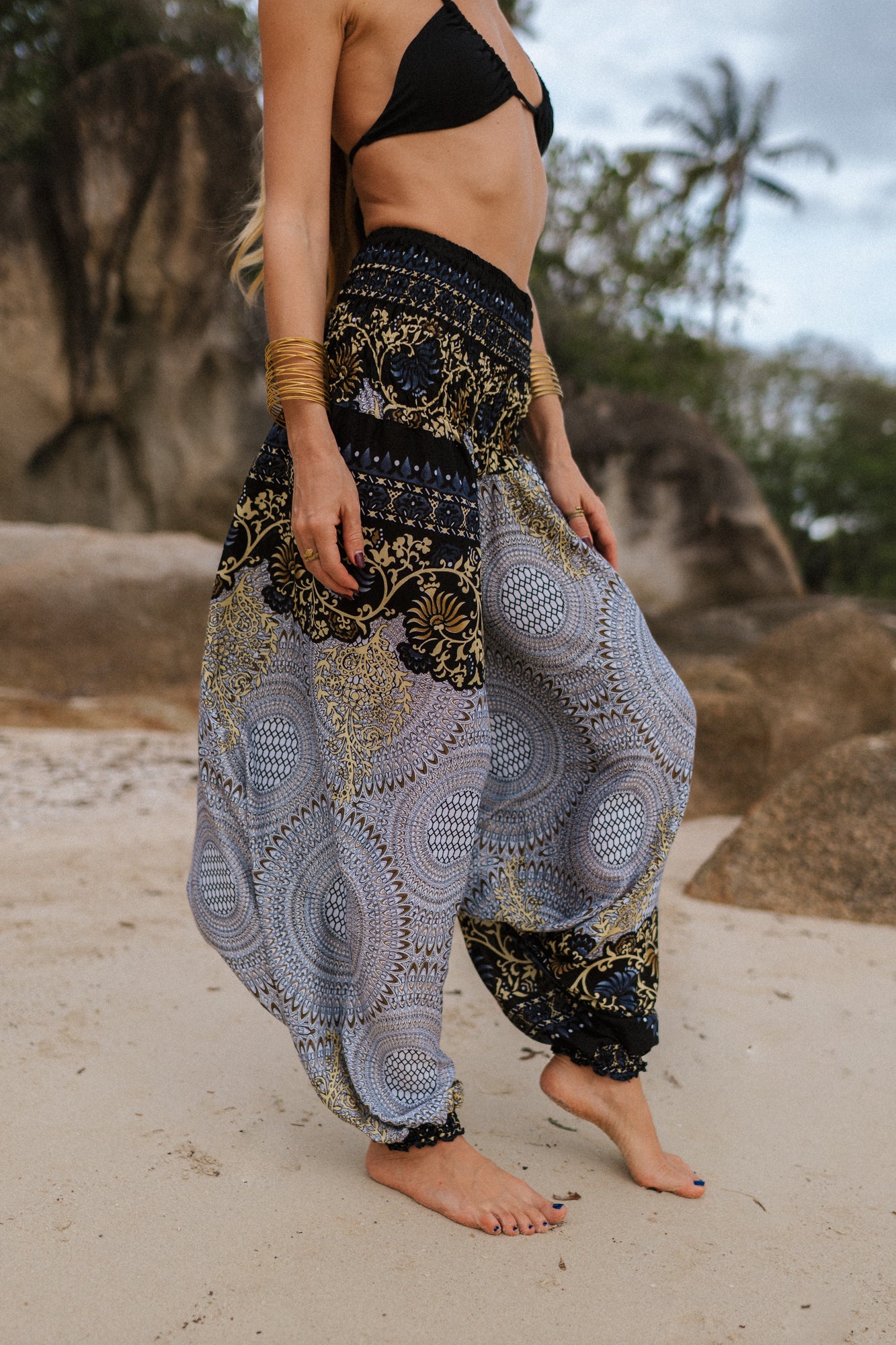 Harem Pants - Paisley Mandala - White