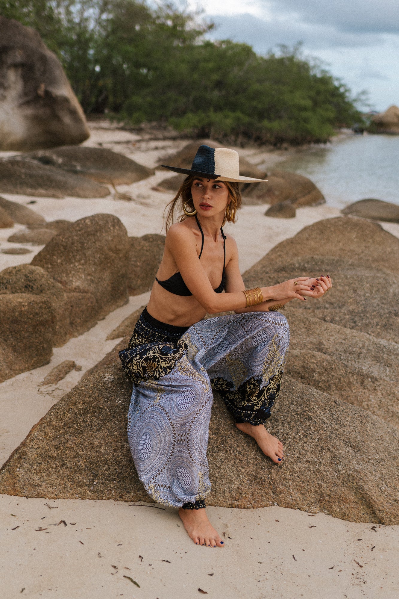 Harem Pants - Paisley Mandala - White